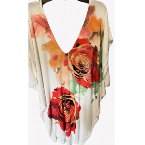 Rose Floral Chiffon Blouse Medium Simon Chang - Picture 4 of 5